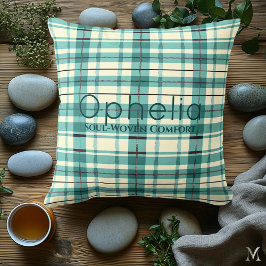Teal and Cream Plaid | Custom Cozy Tartan Accent Kudde