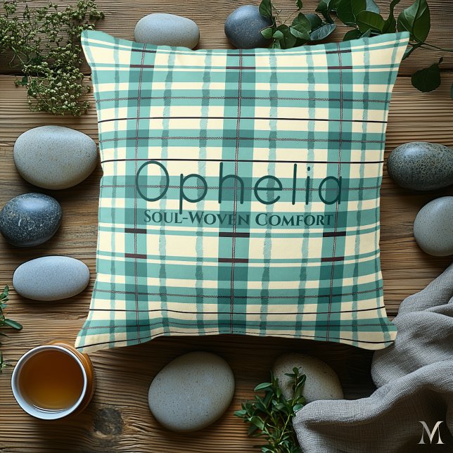 Teal and Cream Plaid | Custom Cozy Tartan Accent  Kudde (Skapare uppladdad)