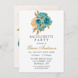 Teal and Creamy Guld Ro Bachelorette Party Inv. Inbjudningar