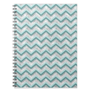 Teal and Crystal Zigzag Mönster Anteckningsbok Med Spiral