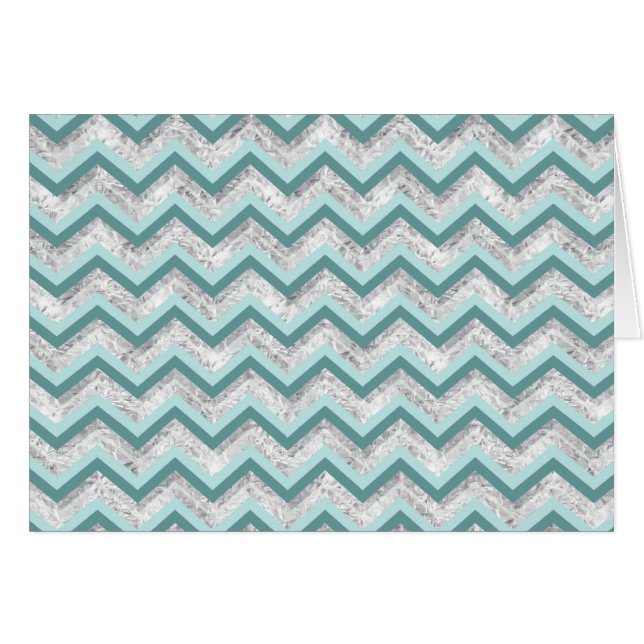 Teal and Crystal Zigzag Mönster Hälsningskort (Framsidan Horizontal)