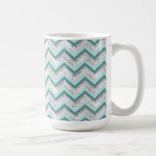 Teal and Crystal Zigzag Mönster Kaffemugg