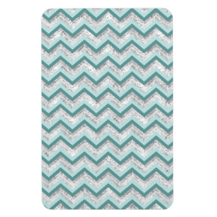 Teal and Crystal Zigzag Mönster Magnet