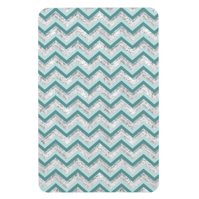 Teal and Crystal Zigzag Mönster Magnet (Vertikal)