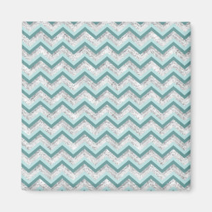 Teal and Crystal Zigzag Mönster Magnet