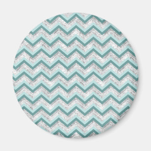 Teal and Crystal Zigzag Mönster Magnet