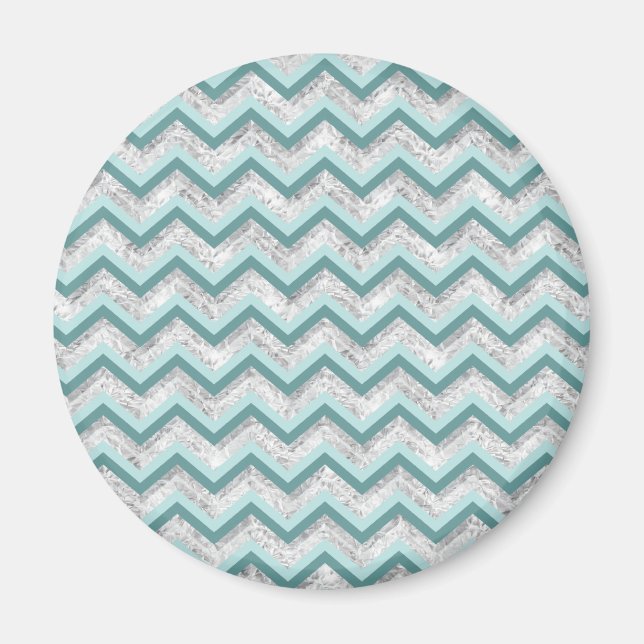 Teal and Crystal Zigzag Mönster Magnet (Framsidan)