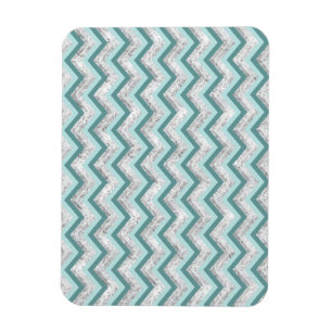 Teal and Crystal Zigzag Mönster Magnet