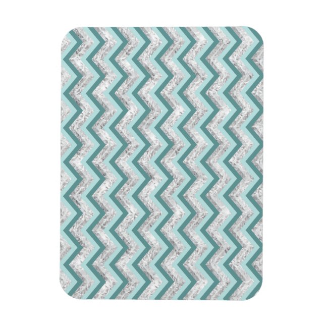Teal and Crystal Zigzag Mönster Magnet (Vertikal)