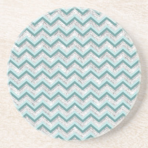 Teal and Crystal Zigzag Mönster Underlägg