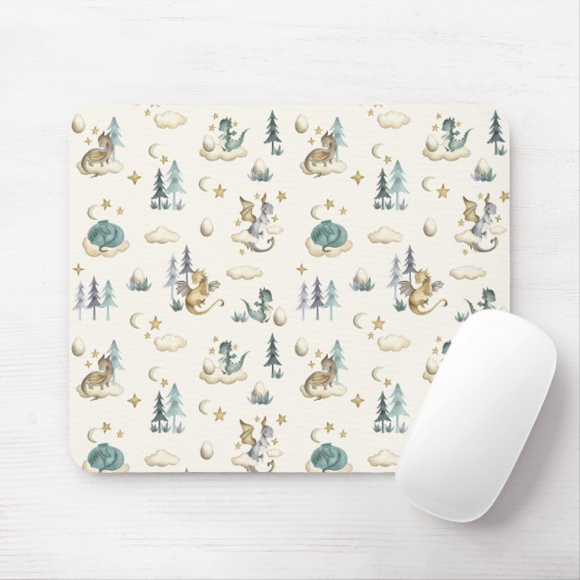 Teal and Gold Dragons Mouse Pad Musmatta (Med mus)