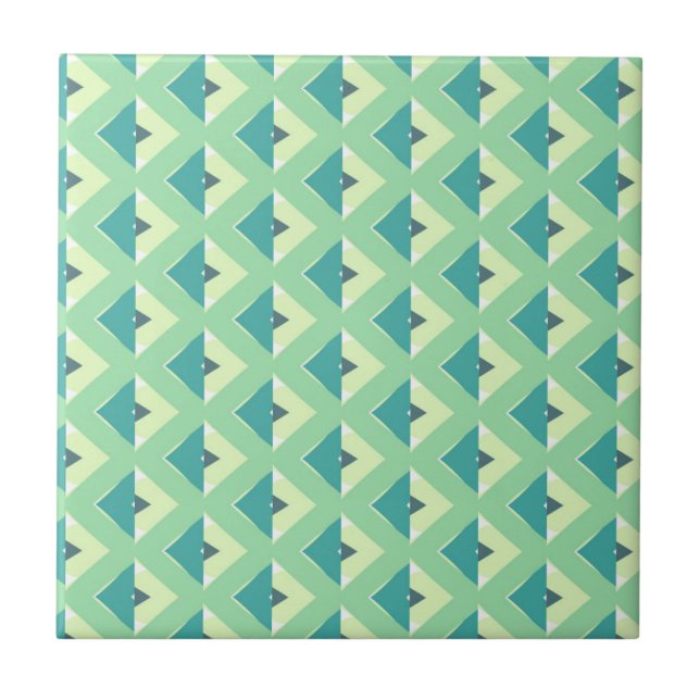 Teal and Green Diamond Geometric Pattern Kakelplatta (Framsidan)