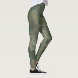 Teal and Grönt Marble Leggings
