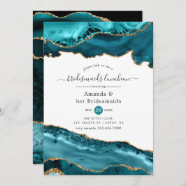Teal and Guld Agate Bridesmaids Luncheon Inbjudningar