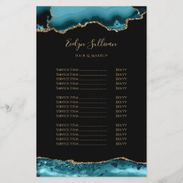 Teal and guld agate pris list flyer
