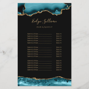 Teal and guld agate pris list flyer
