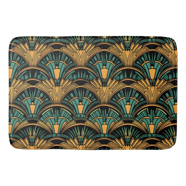 Teal and Guld Art Deco Badrumsmatta (Framsidan)