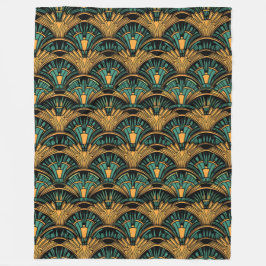 Teal and Guld Art Deco Fleecefilt
