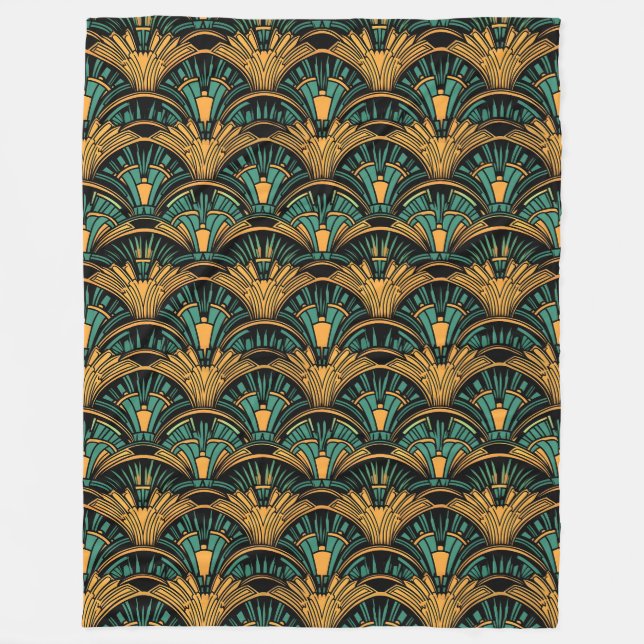 Teal and Guld Art Deco Fleecefilt (Framsidan)