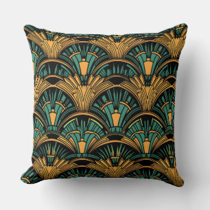 Teal and Guld Art Deco Kudde
