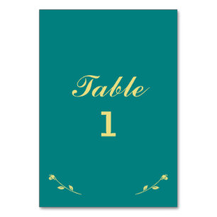 Teal and Guld Bordsnummer Card