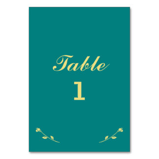 Teal and Guld Bordsnummer Card
