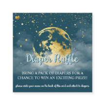 Teal and Guld Celestial Baby Shower Diaper Raffle