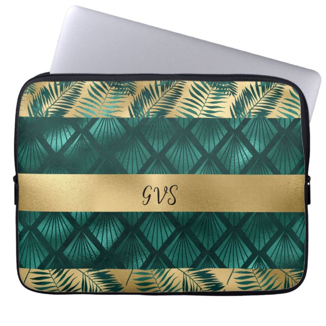 Teal and Guld Design Tote Laptop Fodral (Framsidan)