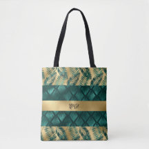 Teal and Guld Design Tote