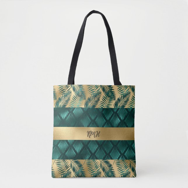 Teal and Guld Design Tote Tygkasse (Framsida)