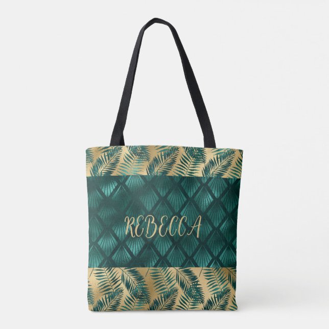 Teal and Guld Design Tote Tygkasse (Baksida)