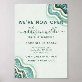 Teal and Guld Glitter Agate Geode Business Poster