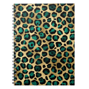 Teal and Guld Leopard Series Design 14 Anteckningsbok