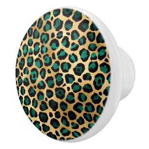 Teal and Guld Leopard Series Design 14 Knopp