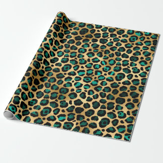 Teal and Guld Leopard Series Design 14 Presentpapper
