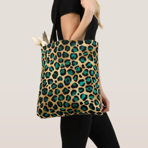 Teal and Guld Leopard Series Design 14 Tygkasse