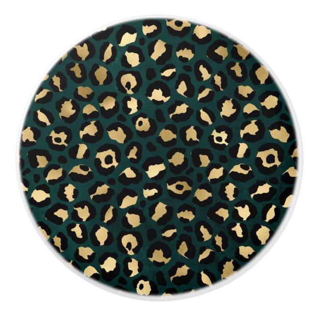 Teal and Guld Leopard Series Design 1 Knopp (Framsidan)