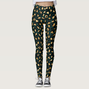 Teal and Guld Leopard Series Design 1 Leggings