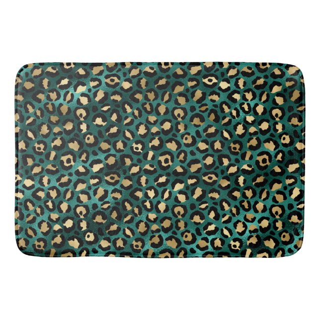 Teal and Guld Leopard Series Design 3 Badrumsmatta (Framsidan)