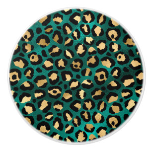 Teal and Guld Leopard Series Design 3 Knopp