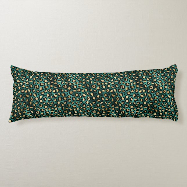 Teal and Guld Leopard Series Design 3 Kroppskudde (Framsidan)