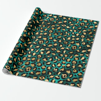 Teal and Guld Leopard Series Design 3 Presentpapper
