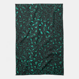 Teal and Guld Leopard Series Design 4 Kökshandduk