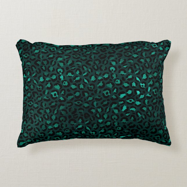 Teal and Guld Leopard Series Design 4 Prydnadskudde (Framsidan)