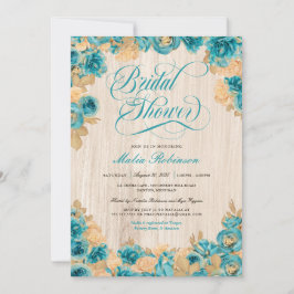 Teal and Guld Ro Elegant Rustic Möhippa Inbjudningar