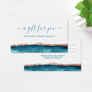 Teal and Guld Watercolor Gift Card Visitkort