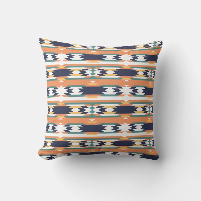 Teal and Gult Native American Pillow Kudde (Framsida)