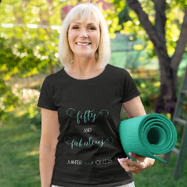 Teal and Light Grått 50 och Fabulous Birthday T Shirt