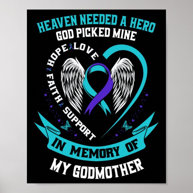 Teal and Lila Ribbon Suicide Awareness Shirt God Poster (Framsidan)