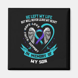Teal and Lila Suicide Awareness Ribbon in Memory Magnet